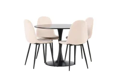 Venture Home Spisegrupper-Glade Spisegruppe 100 cm Rund med 4 Polar Stoler Beige,Svart