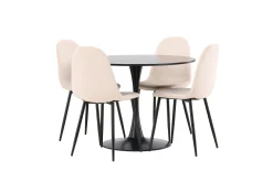 Venture Home Spisegrupper-Glade Spisegruppe 100 cm Rund med 4 Polar Stoler Beige,Svart