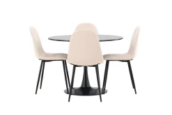 Venture Home Spisegrupper-Glade Spisegruppe 100 cm Rund med 4 Polar Stoler Beige,Svart