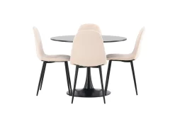 Venture Home Spisegrupper-Glade Spisegruppe 100 cm Rund med 4 Polar Stoler Beige,Svart