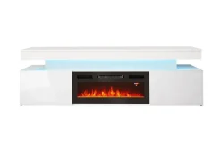 Concept 55 Tv-Skap|Tv-Benk & Mediabenk-Glenndale TV benk med oppbevaring + LED kamin + Belysning 190 cm Hvit