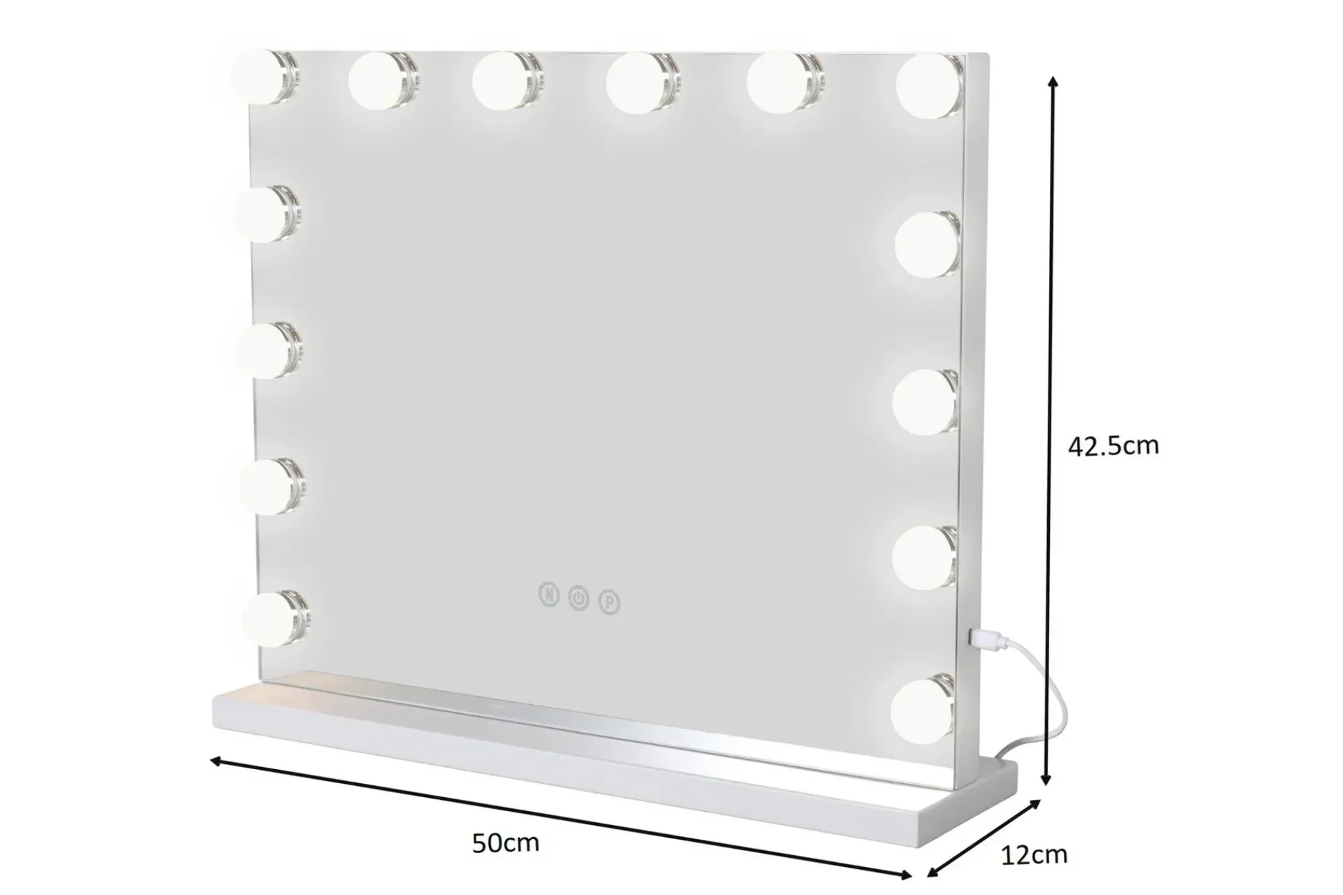 Glow Sminkespeil på fot 50 cm med LED belysning/lamper Hollywood speil
