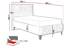 Komplett Sengepakke-Gortin Rammeseng 90x200 cm Mørkeblå