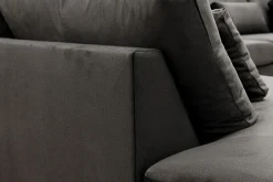 Scandinavian Choice Velour Sofa & Fløyel Sofa|Sofa Med Sjeselong-Grande 5-seters Sofa med Sjeselong Venstre Mørkegrå