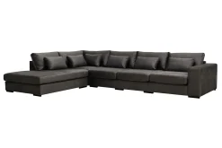Scandinavian Choice Velour Sofa & Fløyel Sofa|Sofa Med Sjeselong-Grande 5-seters Sofa med Sjeselong Venstre Mørkegrå