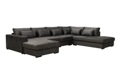 Scandinavian Choice Velour Sofa & Fløyel Sofa-Grande 5-seters U-Sofa med Divan Venstre Mørkegrå