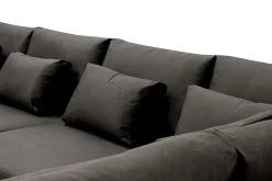 Scandinavian Choice Velour Sofa & Fløyel Sofa-Grande 5-seters U-Sofa med Divan Venstre Mørkegrå