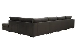 Scandinavian Choice Velour Sofa & Fløyel Sofa-Grande 5-seters U-Sofa med Divan Venstre Mørkegrå