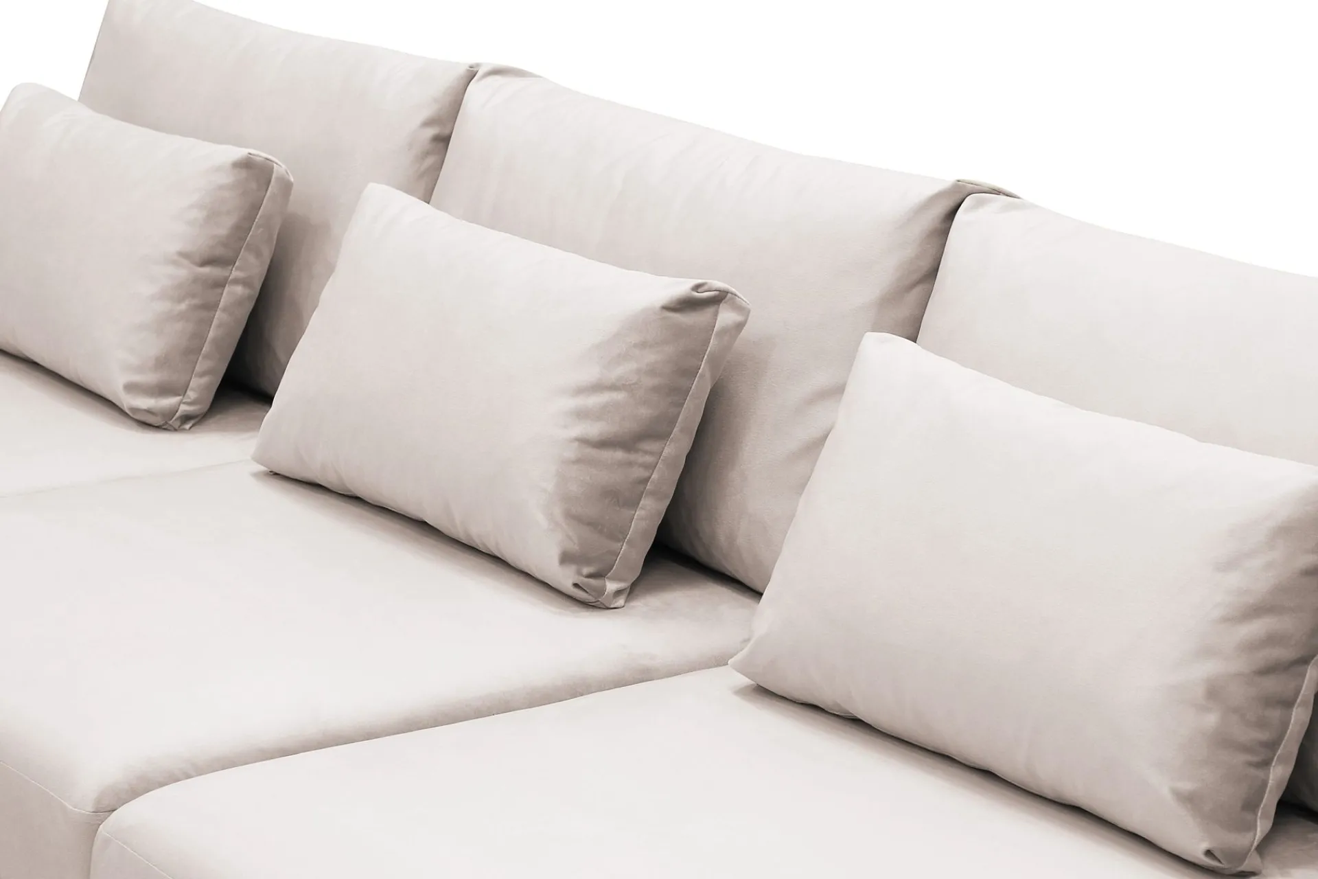 Scandinavian Choice Velour Sofa & Fløyel Sofa|U-Sofa-Grande Stor 7-seters U-Sofa med Divan Venstre Beige
