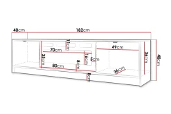 Tv-Skap|Tv-Benk & Mediabenk-Gudelia TV-benk 182 cm Svart