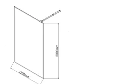 Baderom-Gullebo Glassvegg 200 cm Svart