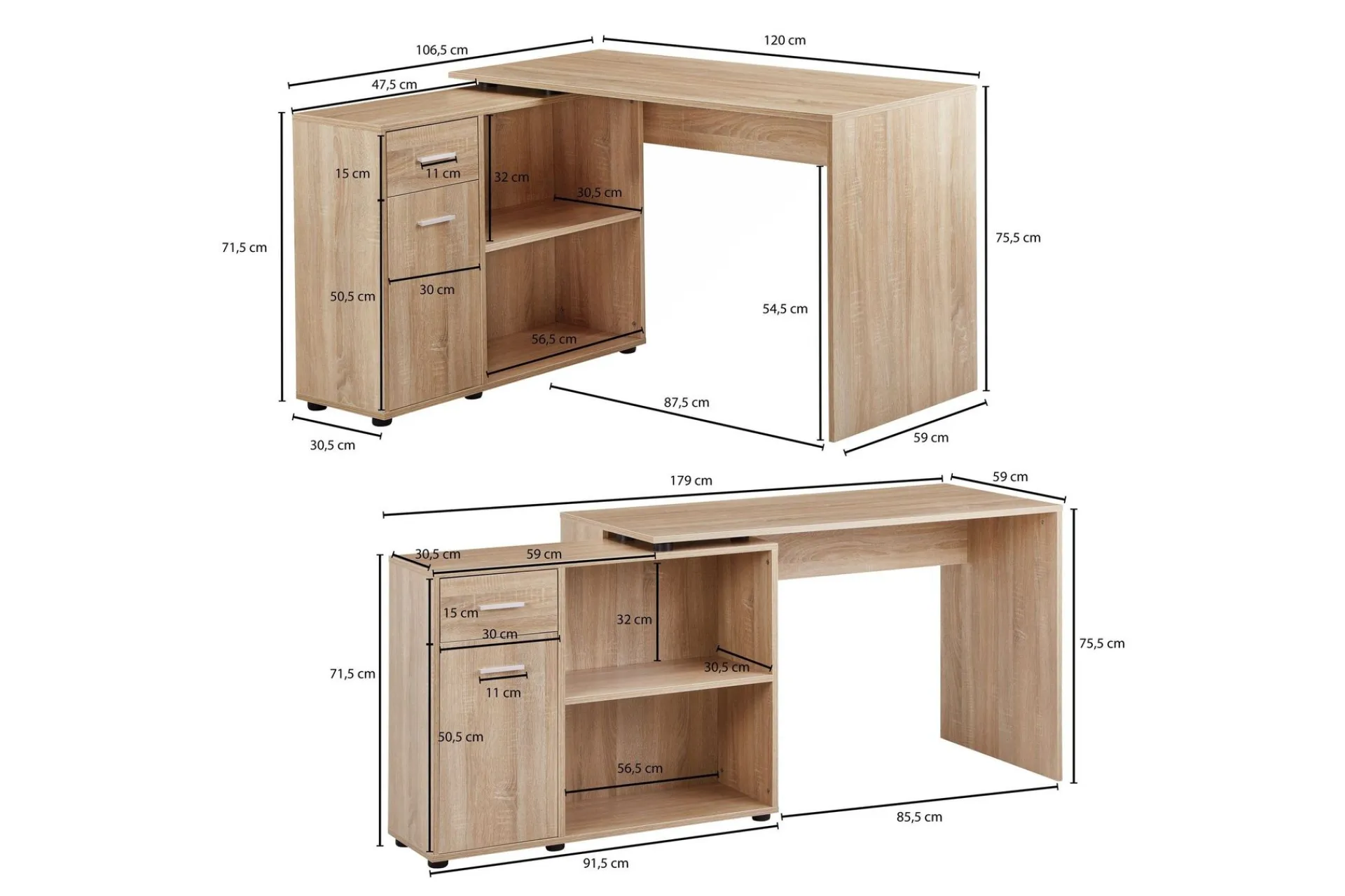 Wohnling Gulshan Hjørneskrivebord 120 cm