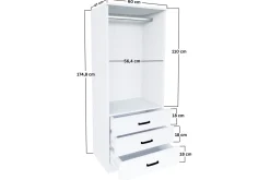 Garderober & Garderobesystem-Haaken Garderobe 60x174,8 cm Matt hvit