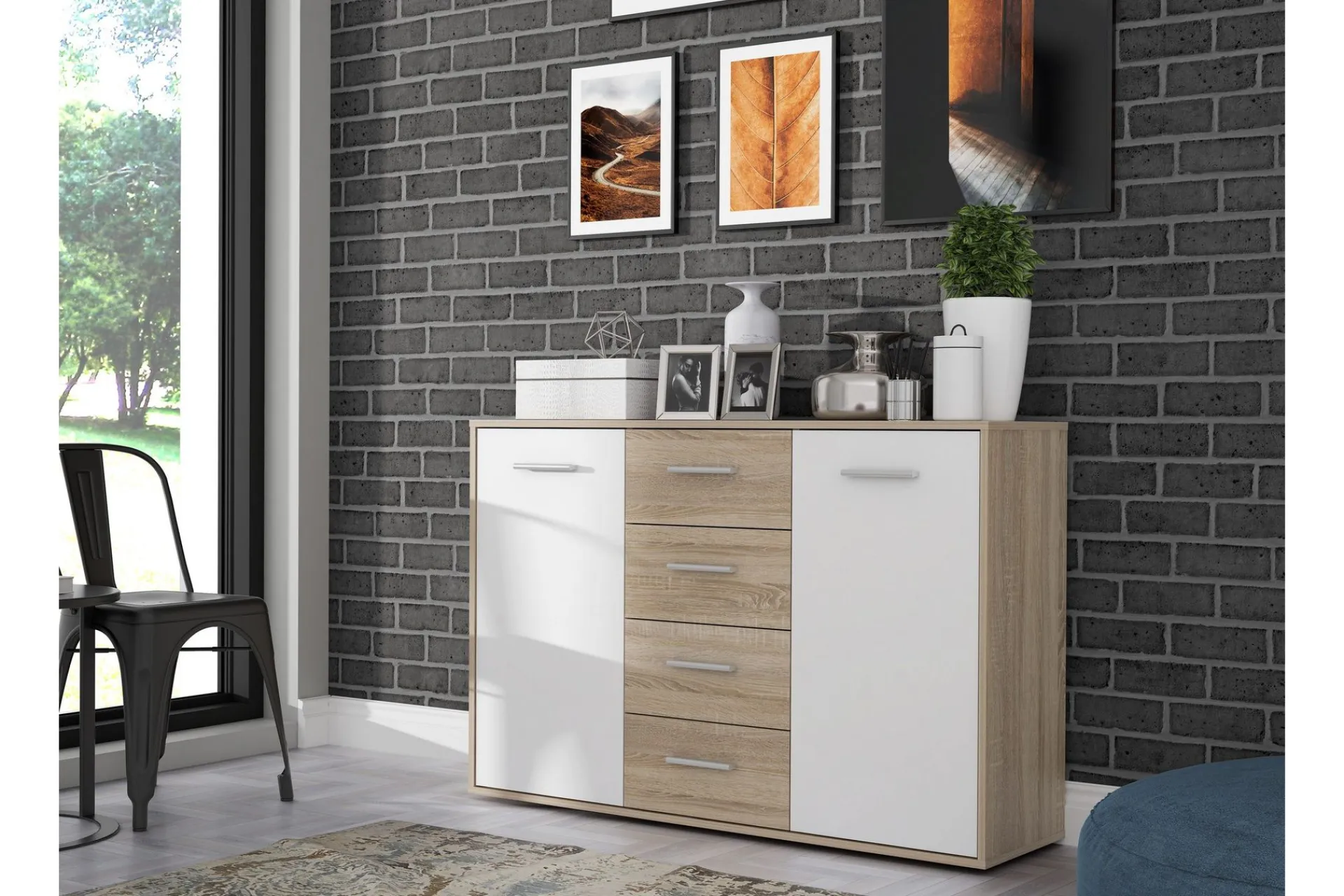 Sideboard & Skjenker-Haba Skjenk 34x123 cm Brun,Hvit