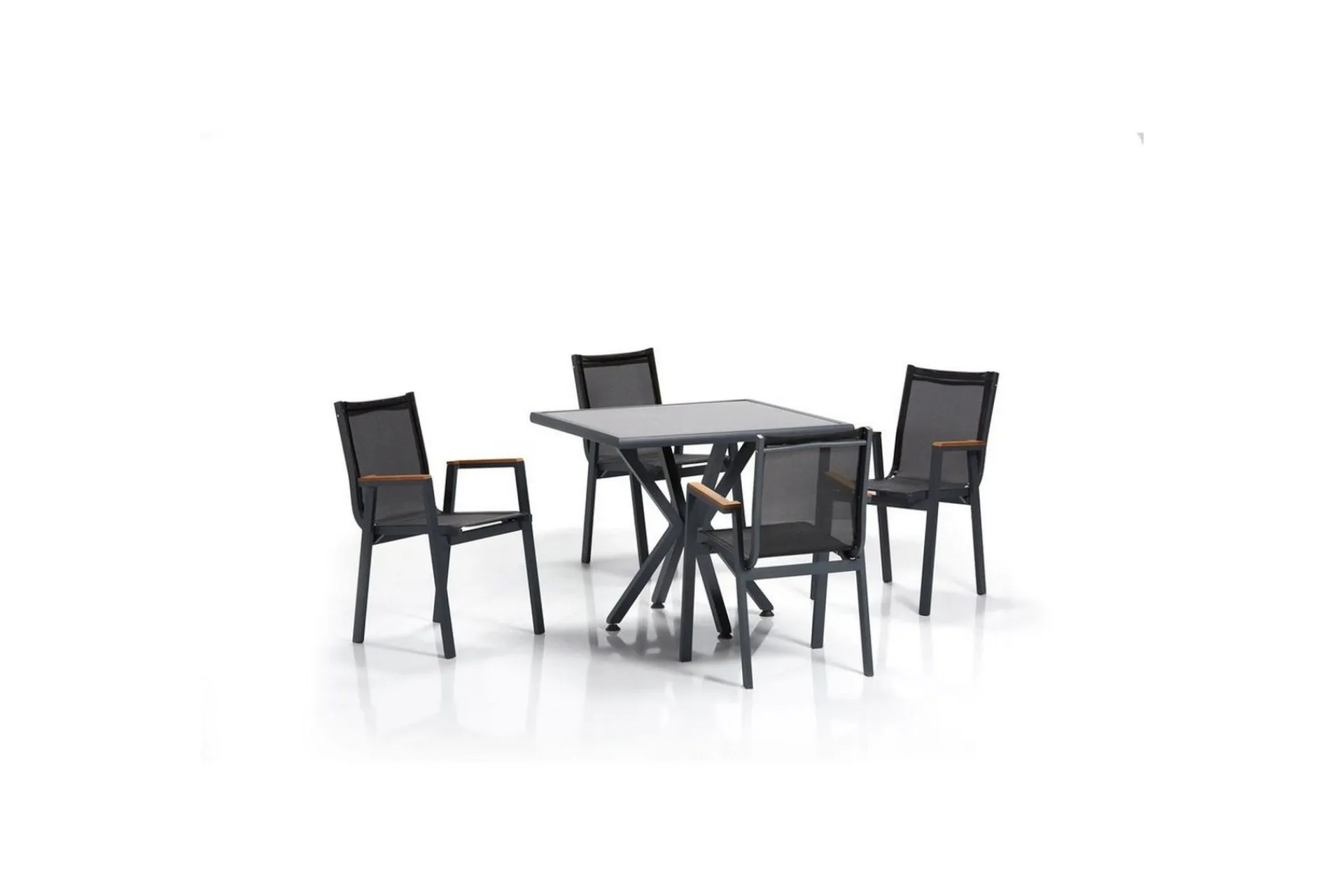 Balkonggrupper|Balkongmøbler-Hagebord- og stolsett (5 deler) Iraland Grå / Svart Svart,Grey