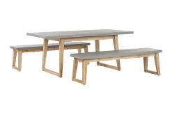 Hagemøbelsett av bord og 2 benker grå ORIA