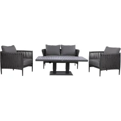 Veranda & Terrasse|Loungemøbler Salg-Hagemøbelsett HOME4YOU Bristol bord, sofa og 2 stoler Grå