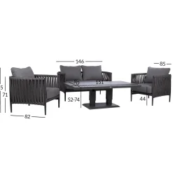 Veranda & Terrasse|Loungemøbler Salg-Hagemøbelsett HOME4YOU Bristol bord, sofa og 2 stoler Grå