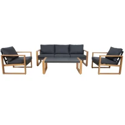 Hagemøbelsett HOME4YOU Duisburg bord, sofa og 2 lenestoler