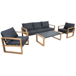 Hagemøbelsett HOME4YOU Duisburg bord, sofa og 2 lenestoler