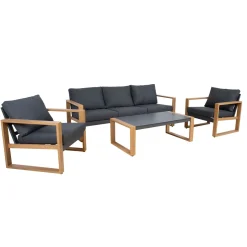 Hagemøbelsett HOME4YOU Duisburg bord, sofa og 2 lenestoler