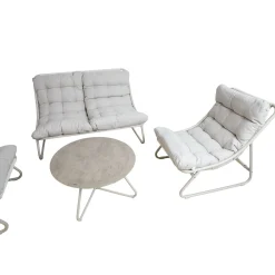 Cafesett|Balkonggrupper-Hagemøbelsett HOME4YOU Samba bord, sofa og 2 stoler lysegrå lys grå
