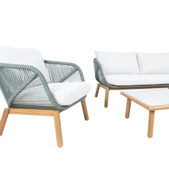 Cafesett|Balkonggrupper-Hagemøbelsett HOME4YOU Tuxedo bord, sofa og 2 stoler Grønn