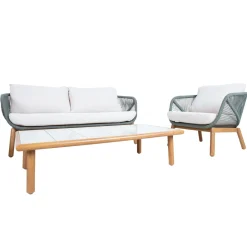 Cafesett|Balkonggrupper-Hagemøbelsett HOME4YOU Tuxedo bord, sofa og 2 stoler Grønn