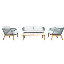 Cafesett|Balkonggrupper-Hagemøbelsett HOME4YOU Tuxedo bord, sofa og 2 stoler Grønn