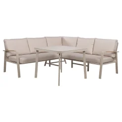 Veranda & Terrasse|Loungemøbler Salg-Hagemøbelsett HOME4YOU Upland bord og hjørnesofa Beige