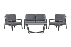 Veranda & Terrasse|Loungesett-Hagemøbelsett 4-seters mørkegrå DELIA Svart