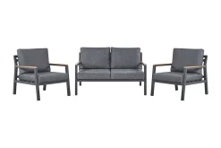 Veranda & Terrasse|Loungesett-Hagemøbelsett 4-seters mørkegrå DELIA Svart