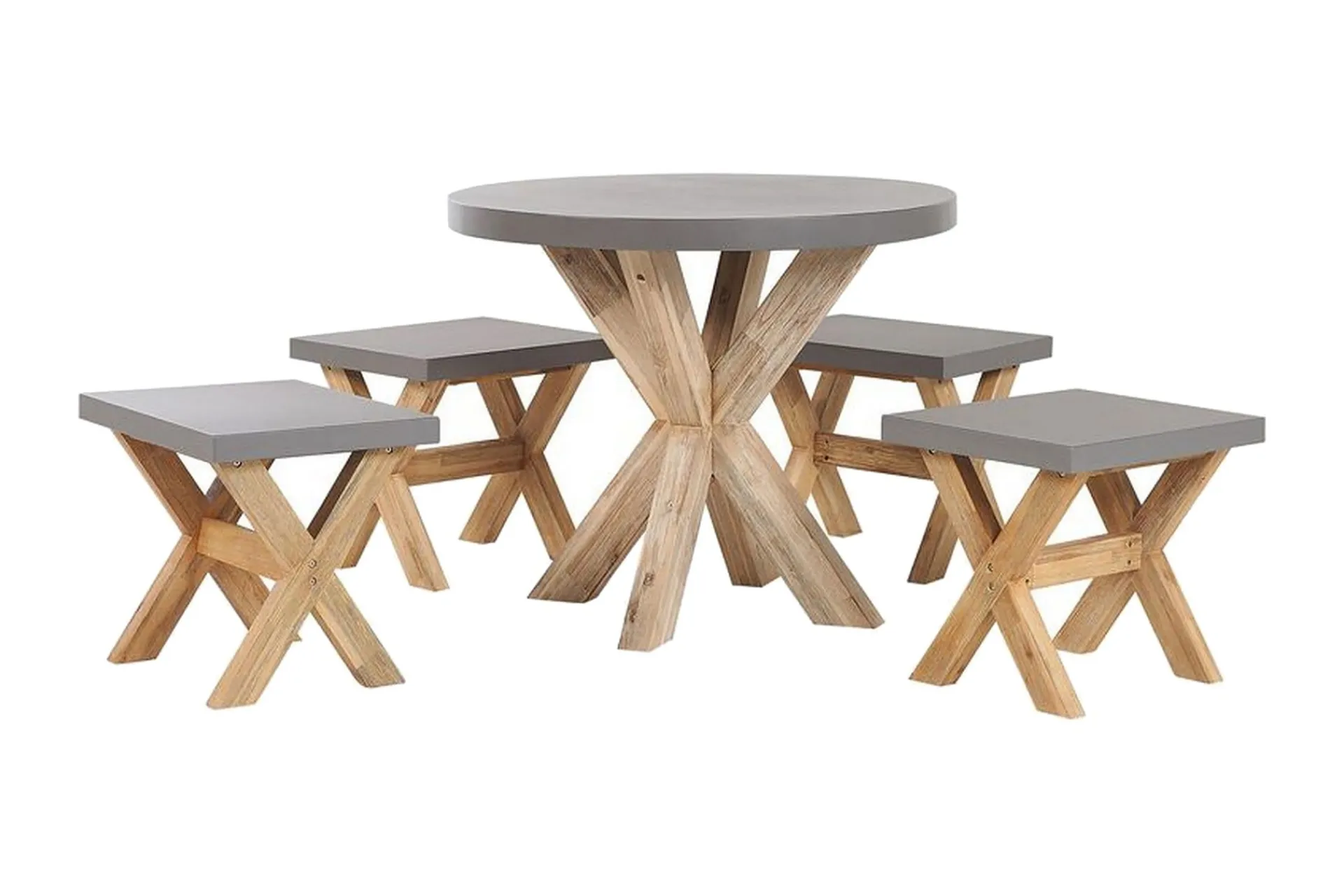 Cafesett|Balkonggrupper-Hagesett med bord og 4 krakker¸ 90 cmOLBIA Grey