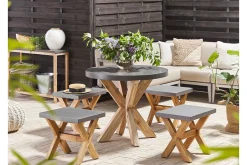Cafesett|Balkonggrupper-Hagesett med bord og 4 krakker¸ 90 cmOLBIA Grey