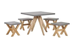 Hagesett med bord og 4 krakker 90 x 90 cm OLBIA