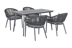 Hagesett med bord og 4 stoler i aluminium MILETO