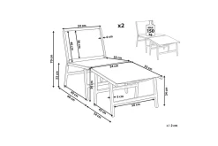 Utelenestoler|Loungestol Ute-Hagestol sett med 2 Marceddi Beige,Hvit