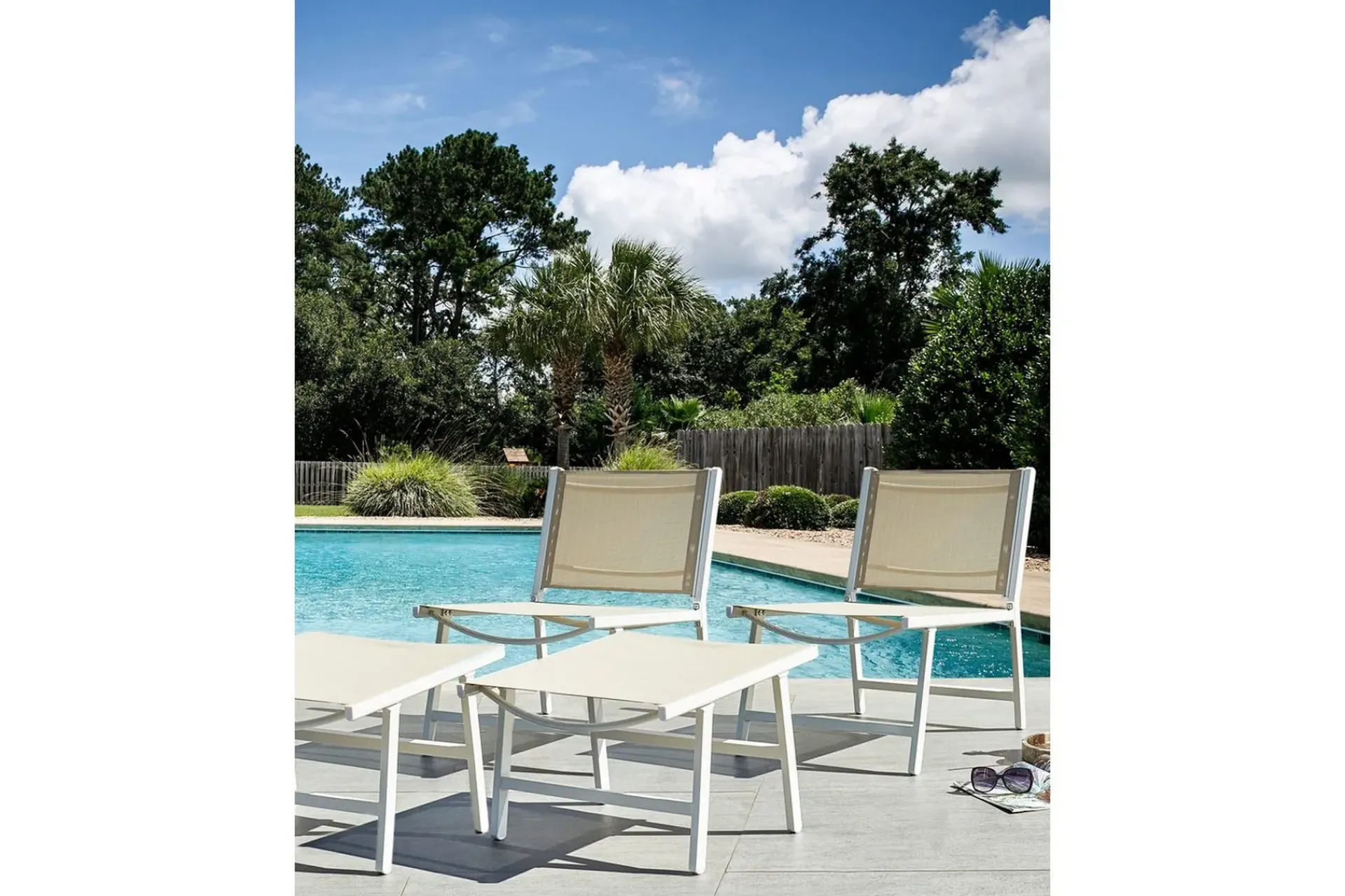 Utelenestoler|Loungestol Ute-Hagestol sett med 2 Marceddi Beige,Hvit