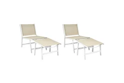 Utelenestoler|Loungestol Ute-Hagestol sett med 2 Marceddi Beige,Hvit