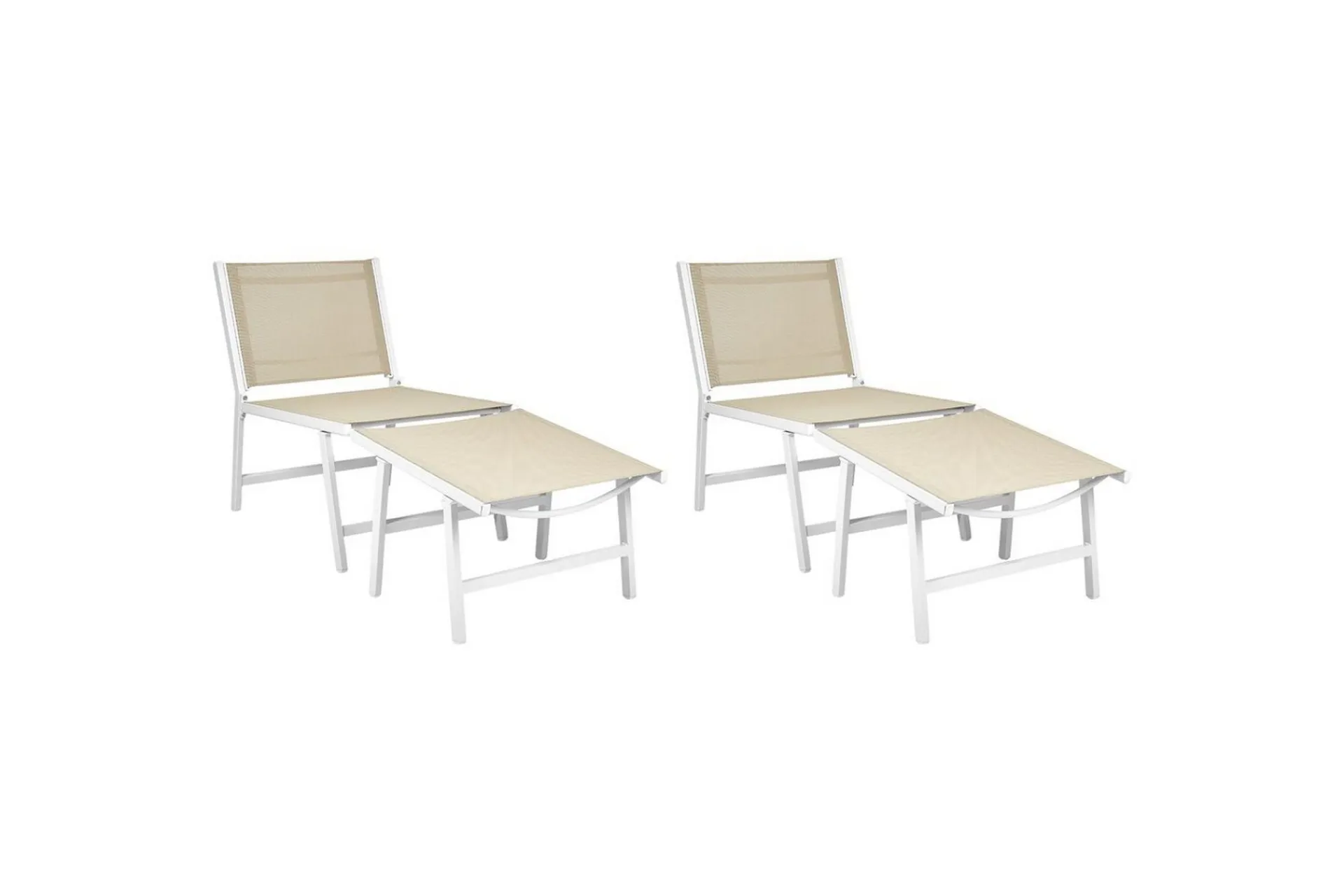 Utelenestoler|Loungestol Ute-Hagestol sett med 2 Marceddi Beige,Hvit