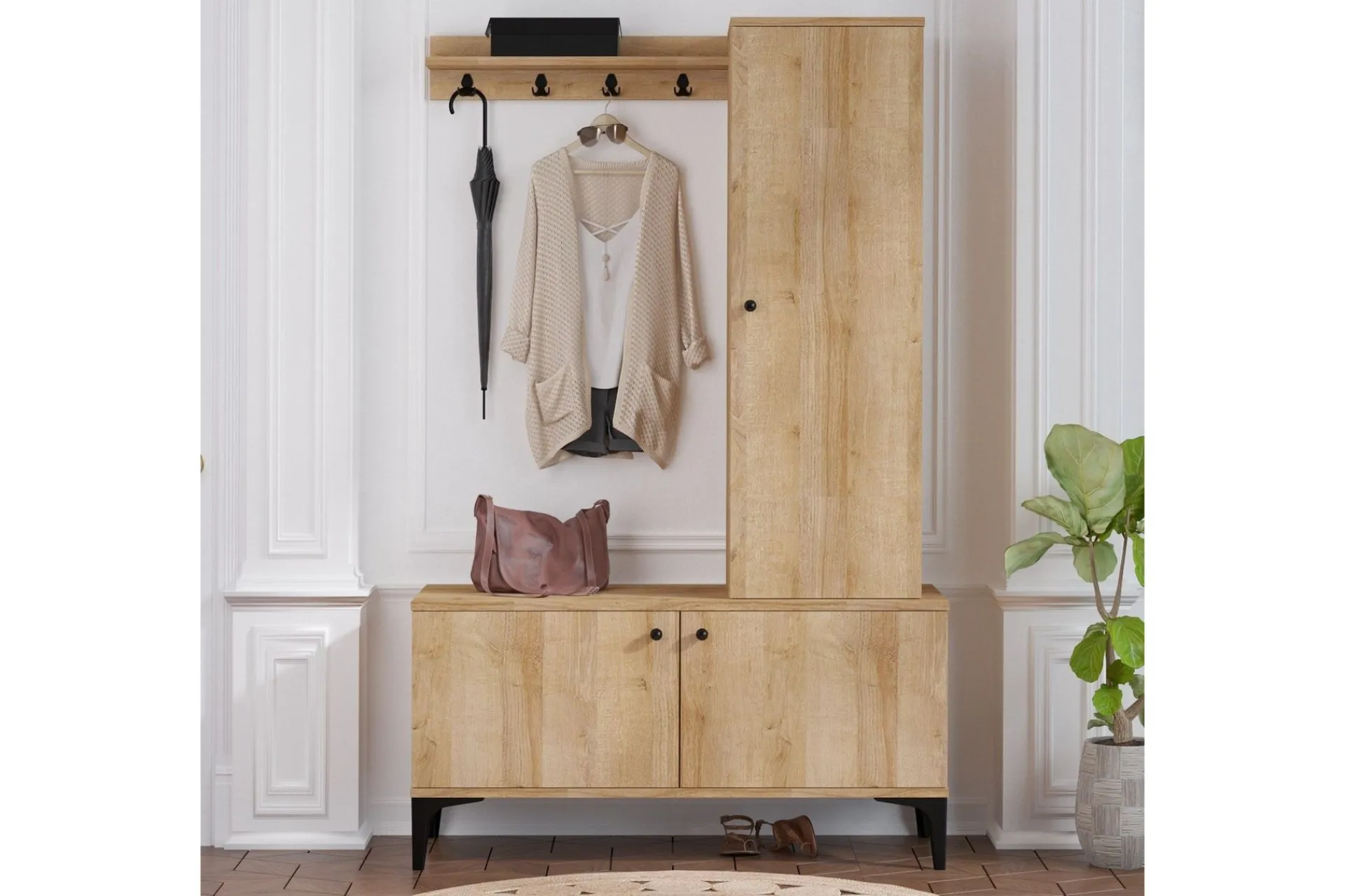 Hall Stand Eik|Svart