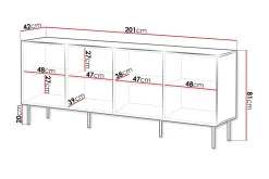 Oppbevaringskiste|Entrekommode-Hammarstrand Kommode Mørkt tre Bred 201 cm Høyde 81 cm Dybde 42 cm Valnöt