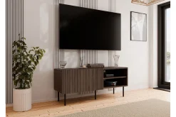 Hammarstrand Ribbet TV-benk mørkt tre med oppbevaring – 42 cm dyp, 150 cm bred, 58 cm høy