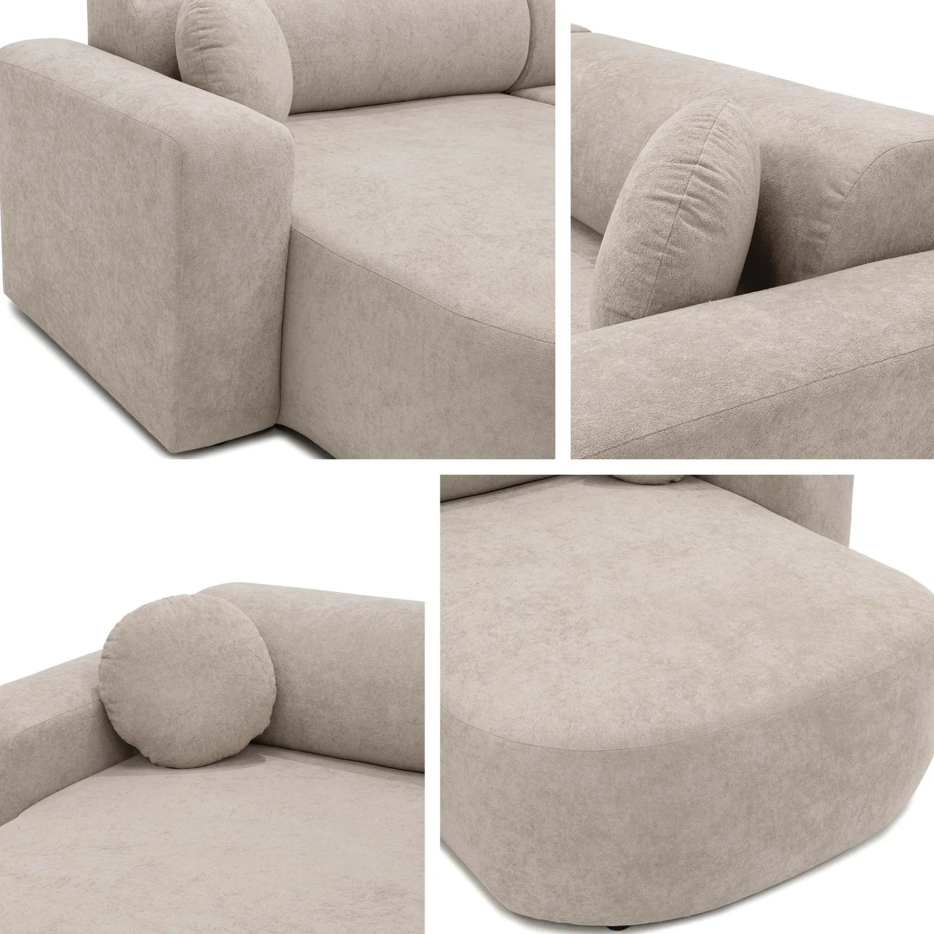 Sovesofaer-Hanish Sovesofa med dobbel sjeselong 5-seter Hvit