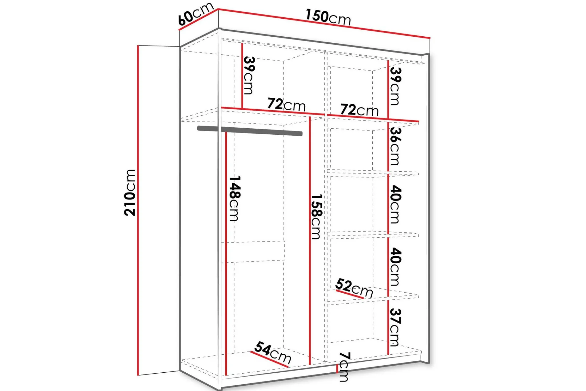 Haparanda Garderobe med Speil 150 cm