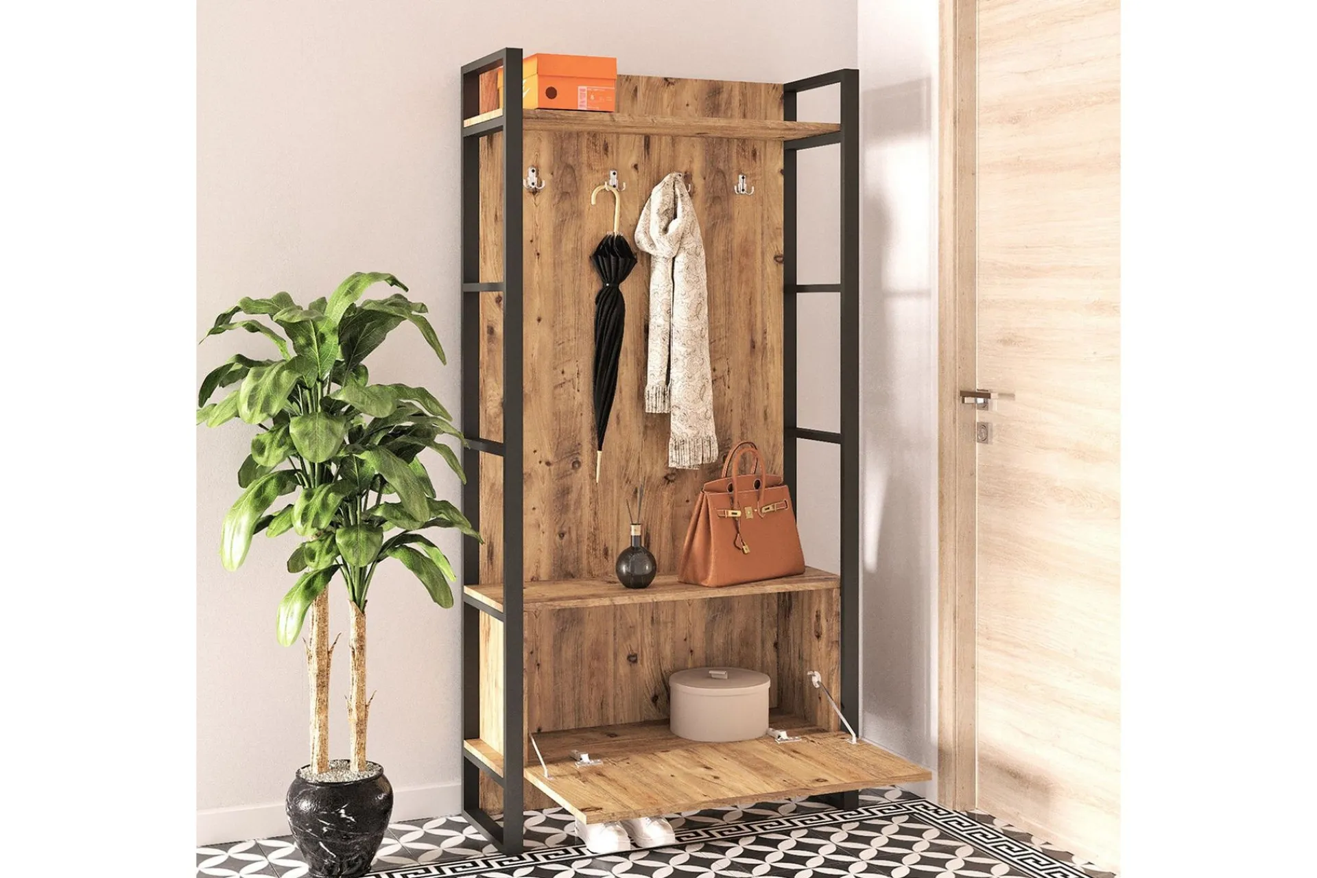 Møbelsett Til Gang & Entre|Møbelsett Til Gang & Entre-Hardyng Hallmöbelset 34x90 cm Dobbel Venstre Natur