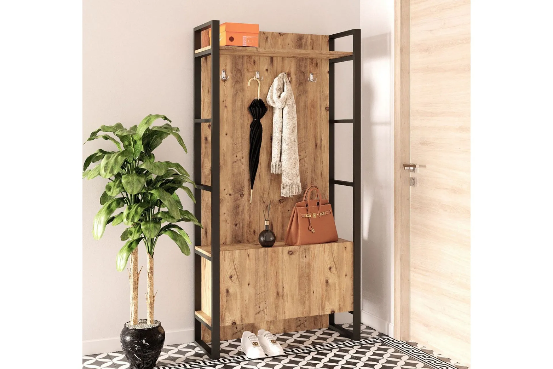 Møbelsett Til Gang & Entre|Møbelsett Til Gang & Entre-Hardyng Hallmöbelset 34x90 cm Dobbel Venstre Natur