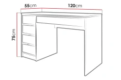 Harland Skrivebord 120 cm med 5 Oppbevaringsskuffer