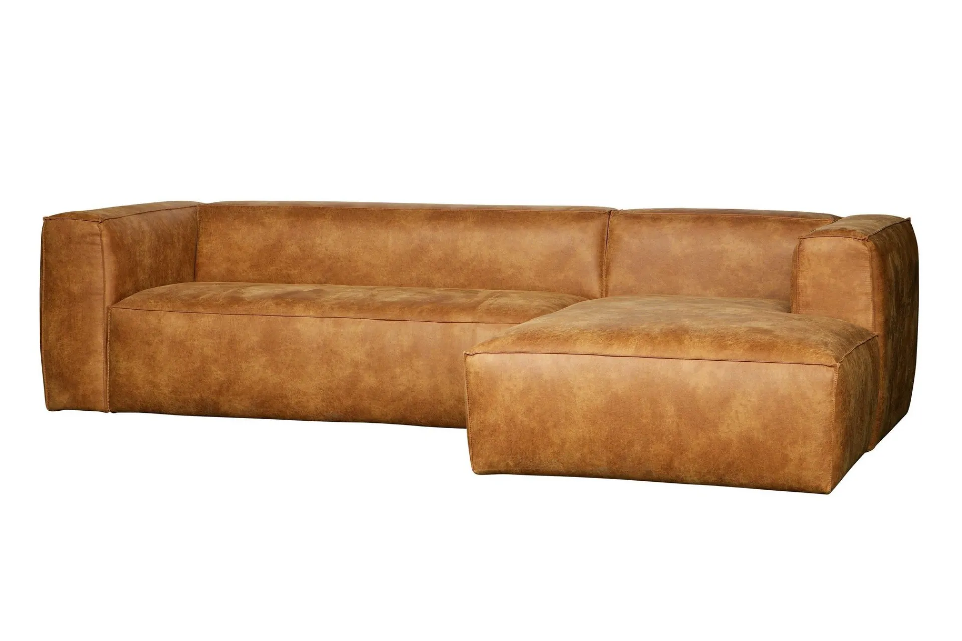 WOOOD Sofa Med Sjeselong-Harlow Divan sofa Høyre Ekte lær Konjakk