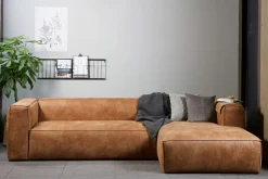WOOOD Sofa Med Sjeselong-Harlow Divan sofa Høyre Ekte lær Konjakk